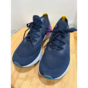 Nike Epic React Flyknit Running Shoes Blue Pink‎ Yellow Sneakers Women's